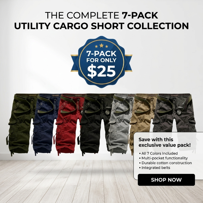 Men's Korean Style Multi-Pocket Cargo Shorts Fashion Trend Multi-Pocket Mid-Length Shorts