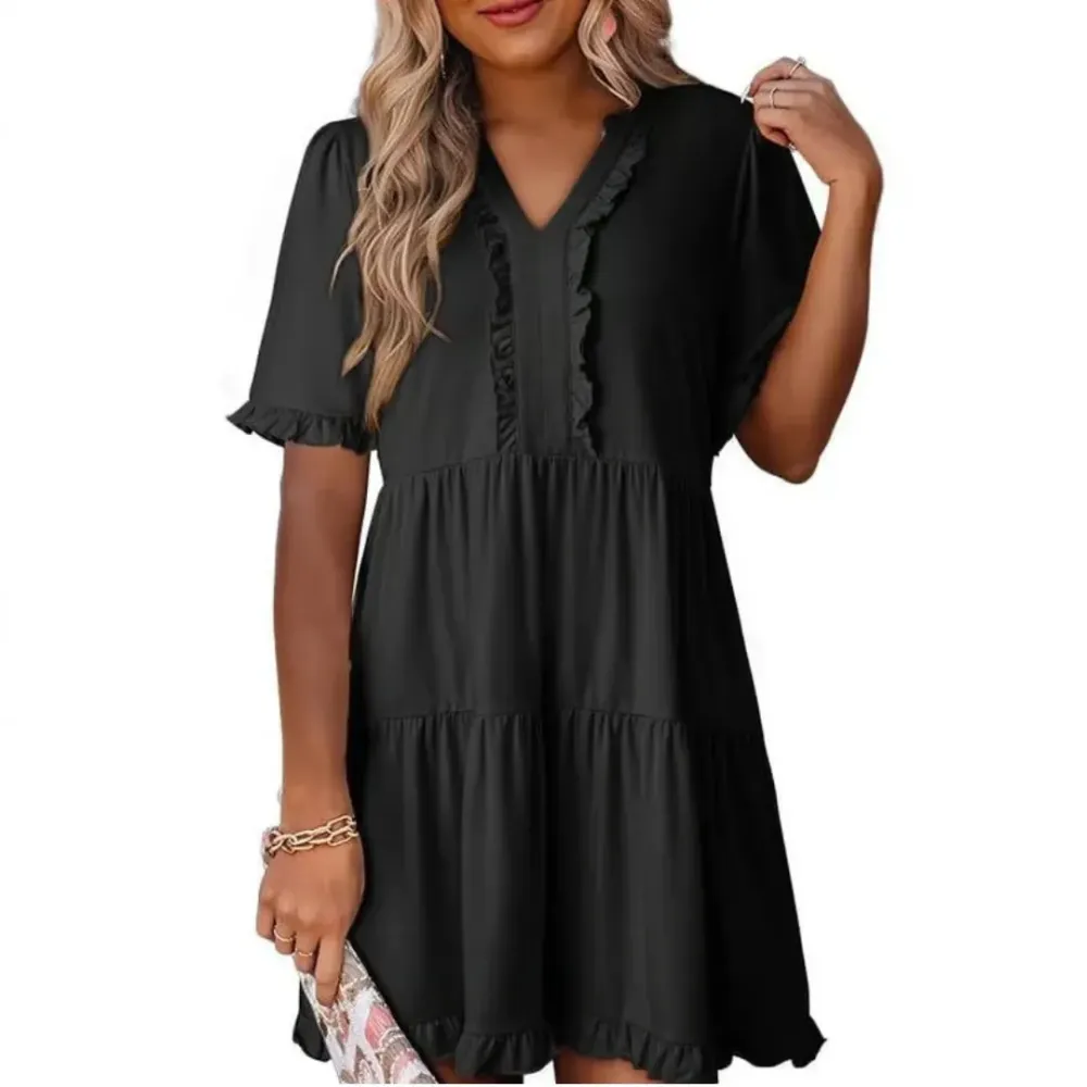 Casual V-Neck Mini Dress (Less than $3 each!)