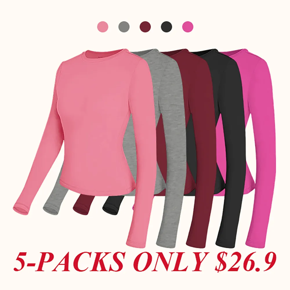 Women's Long Sleeve Shirts Basic Crop Tops