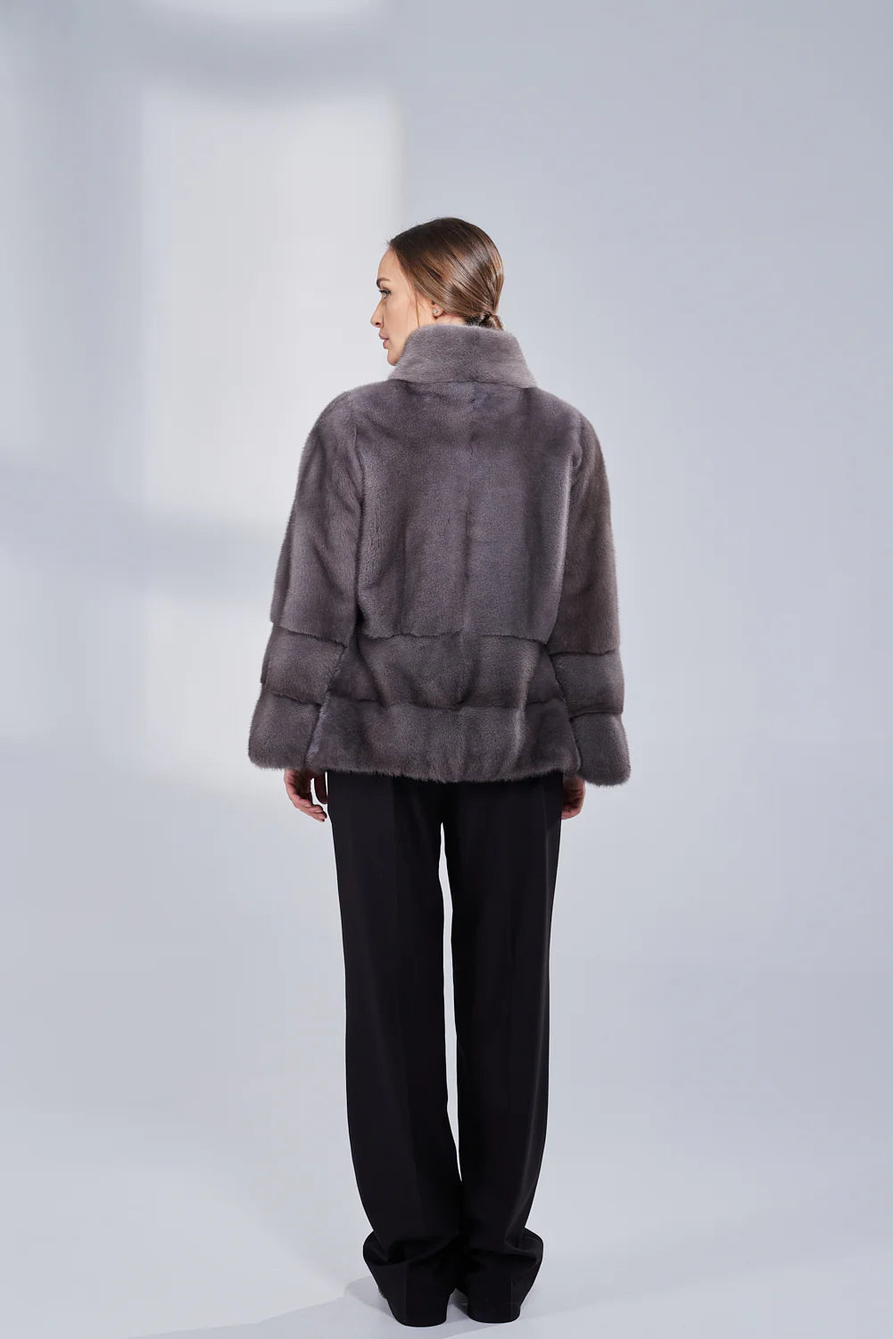 Haina din Blana Naturală de Vizon, Femei, Antracit 209