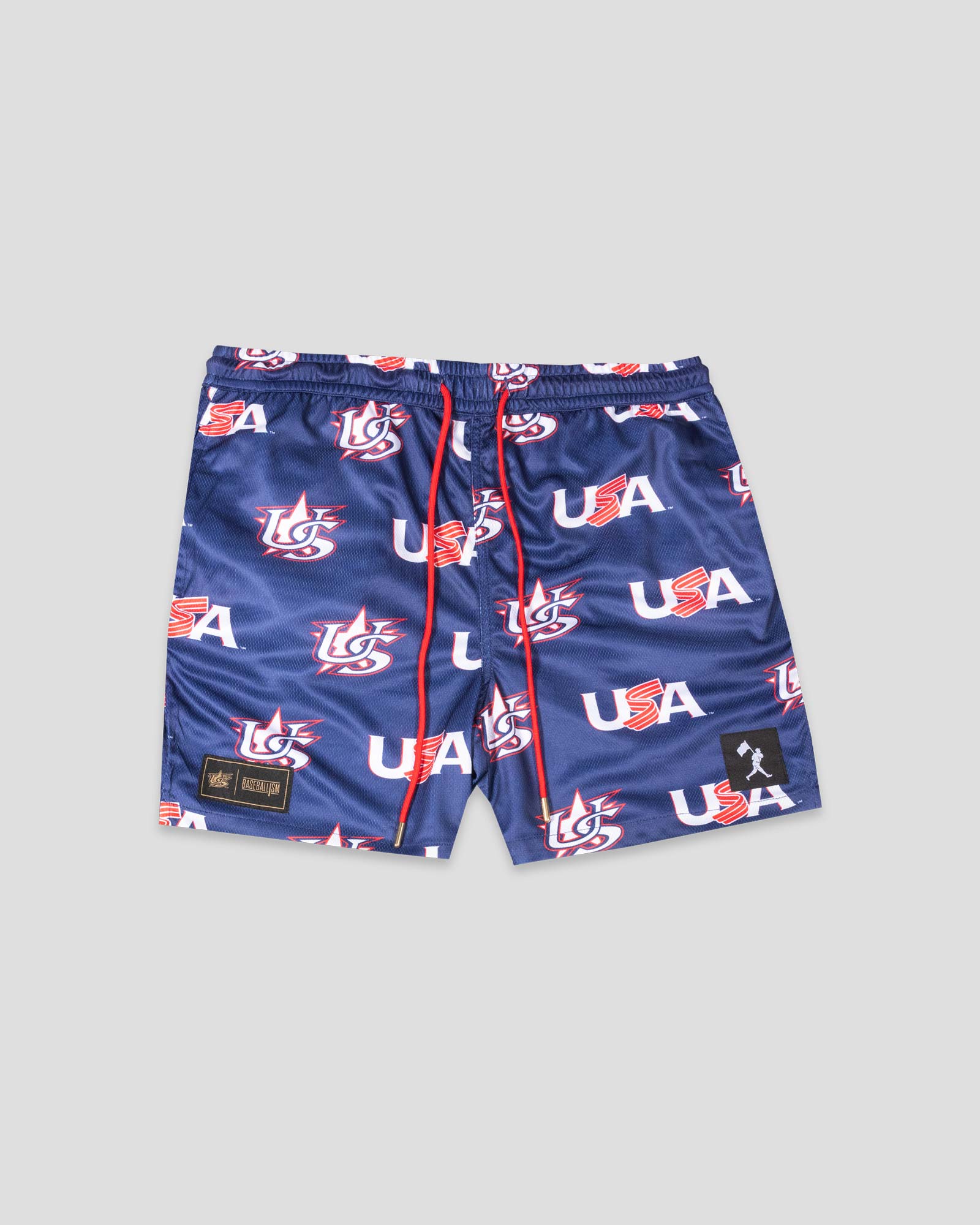 USA Pattern Diamond Air Youth Mesh Shorts (Navy) - Baseballism x USA Baseball