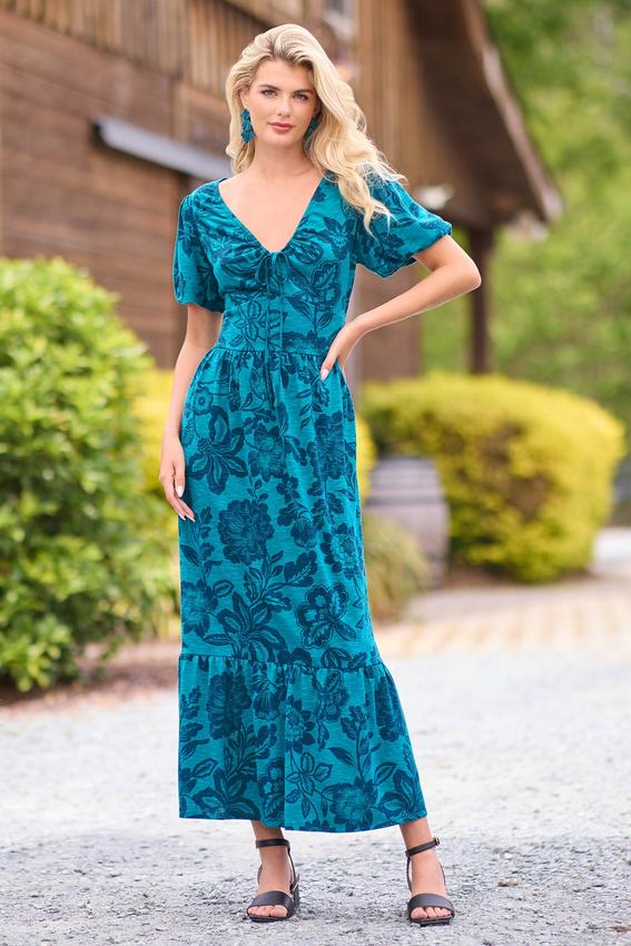 Floral Bubble Sleeve Dress