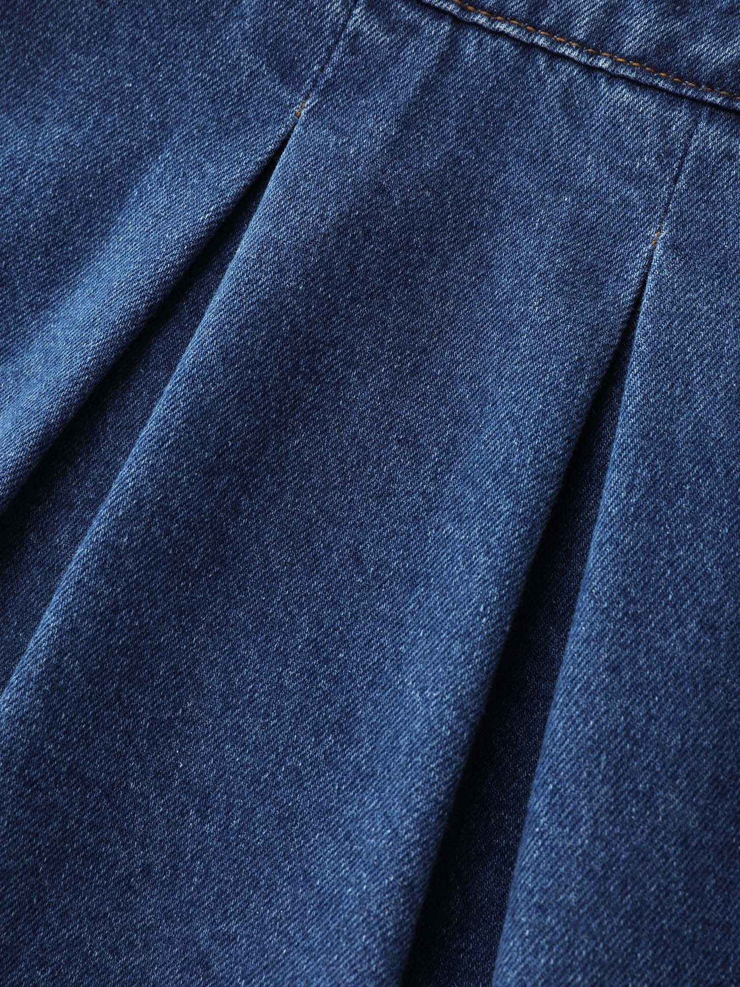 Elastic Waistband Adjustable Overall Denim Dress