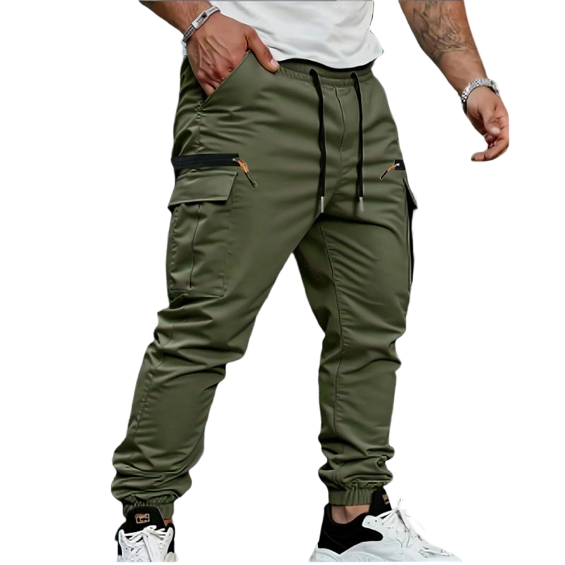 Men's work pants with tapered ankles and rolled hems - durable non-stretch casual outdoor pants