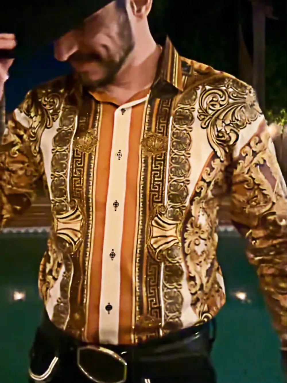 Men'S Shiny Rhinestone Pattern Shirt