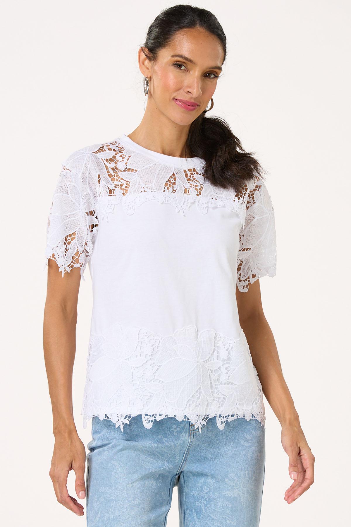 White Floral Lace Top