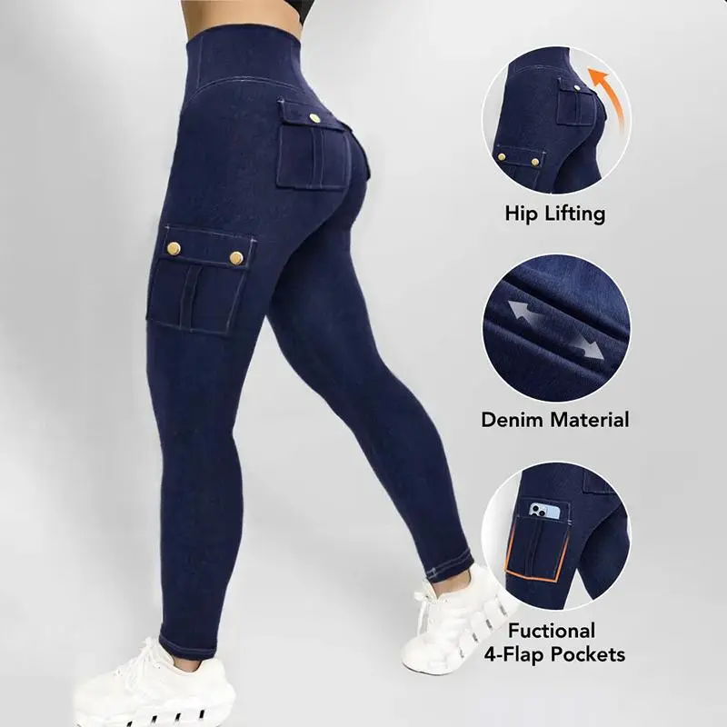 Womens Butt Lifting Leggings with Flap Pockets High
