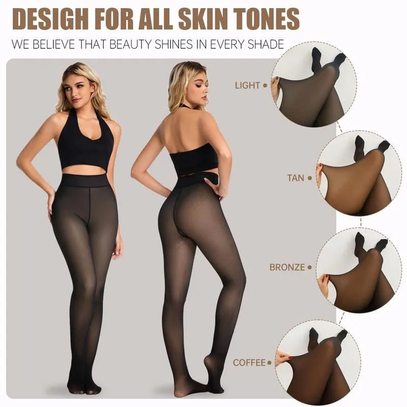 Fleece Lined Tights Sheer Women
