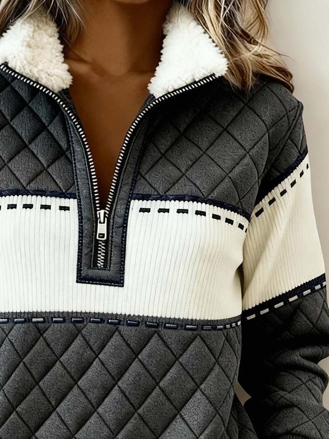 Women'S Casual Color Block Printed Pullover Sweatshirt
