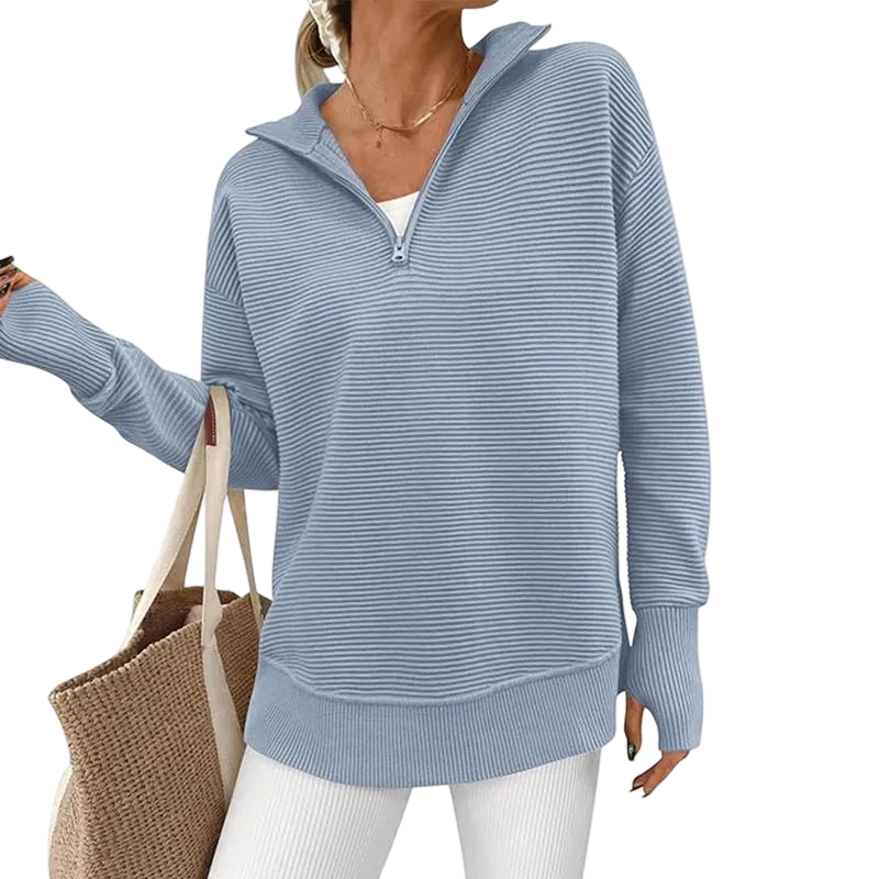 Women's Long Sleeve Quarter Zip Pullover Sweater
