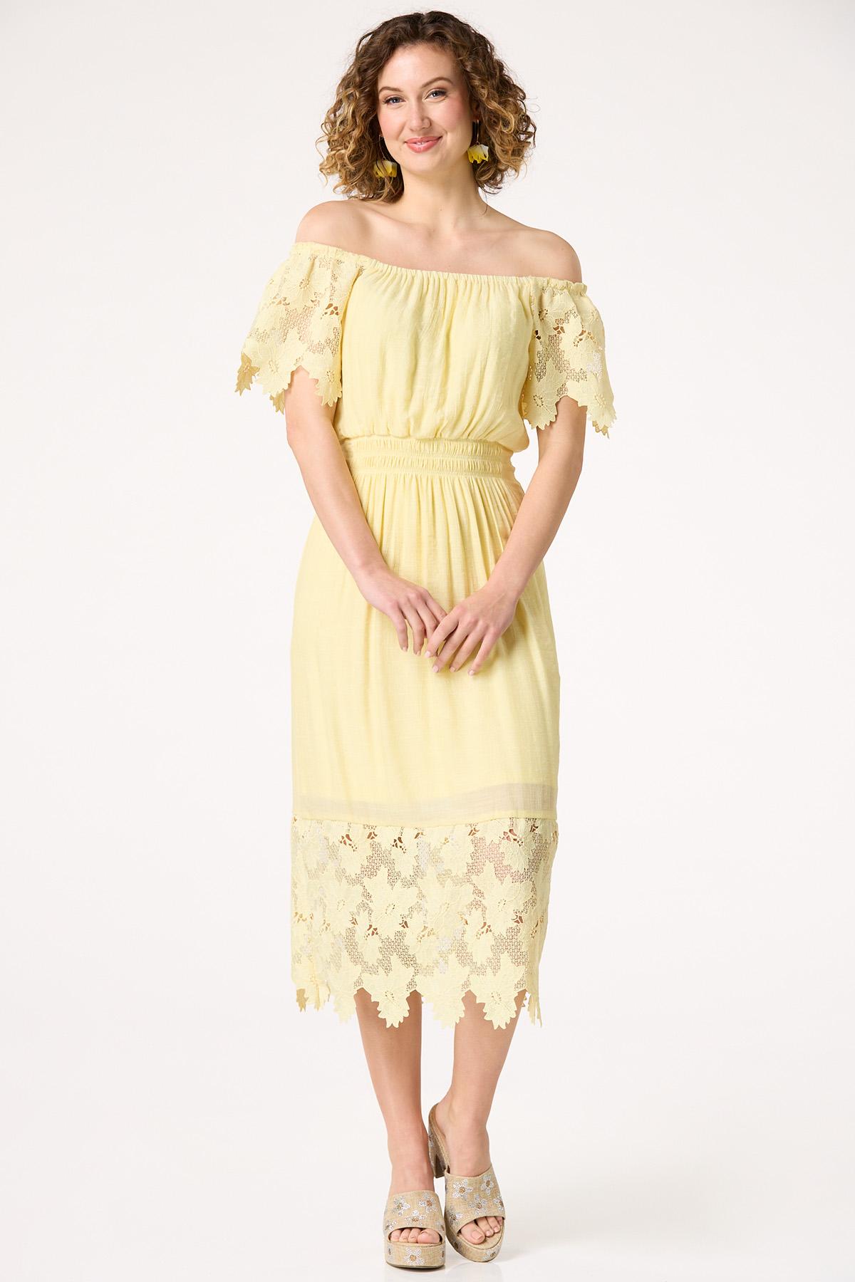 Lace Trim Midi Dress