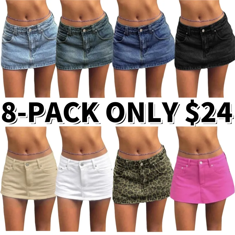 Stretchy Mid Waist Y2K Sexy Denim Mini Skirts (Just $3 Each!)