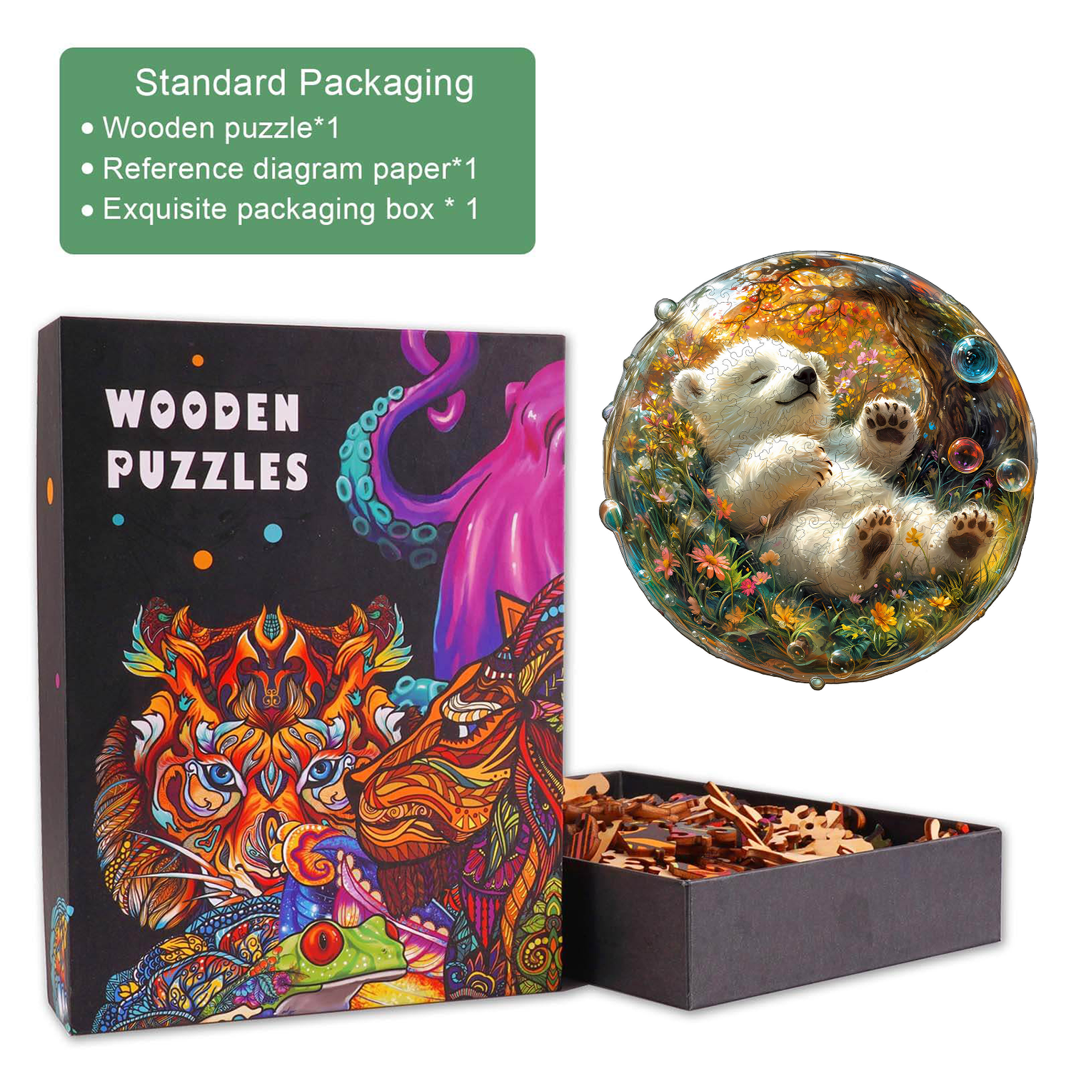 Bubble bear Wooden Jigsaw Puzzle