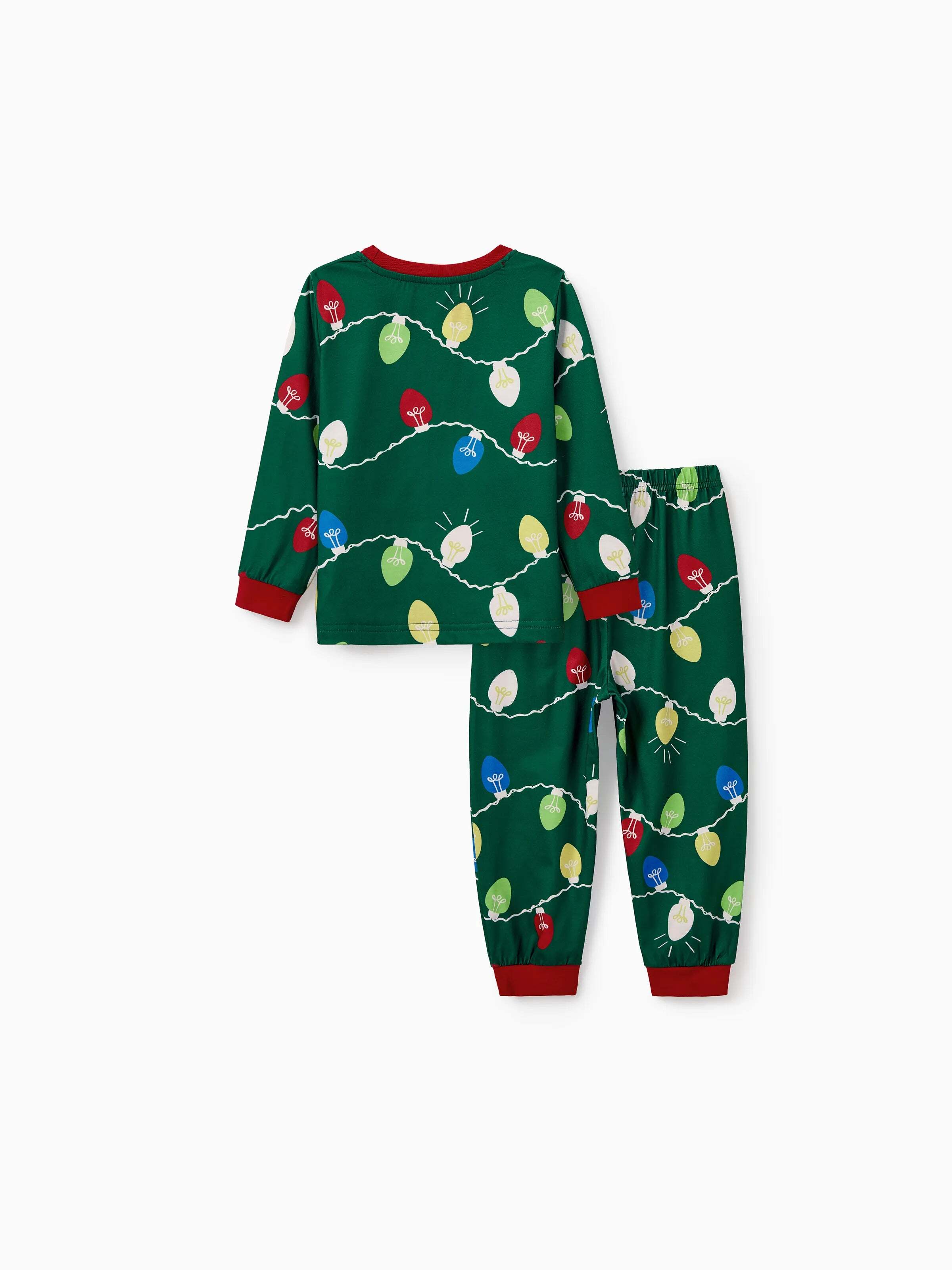 Christmas Matching Family Pajamas Set Reindeer Green Print PJS with Christmas Socks Green