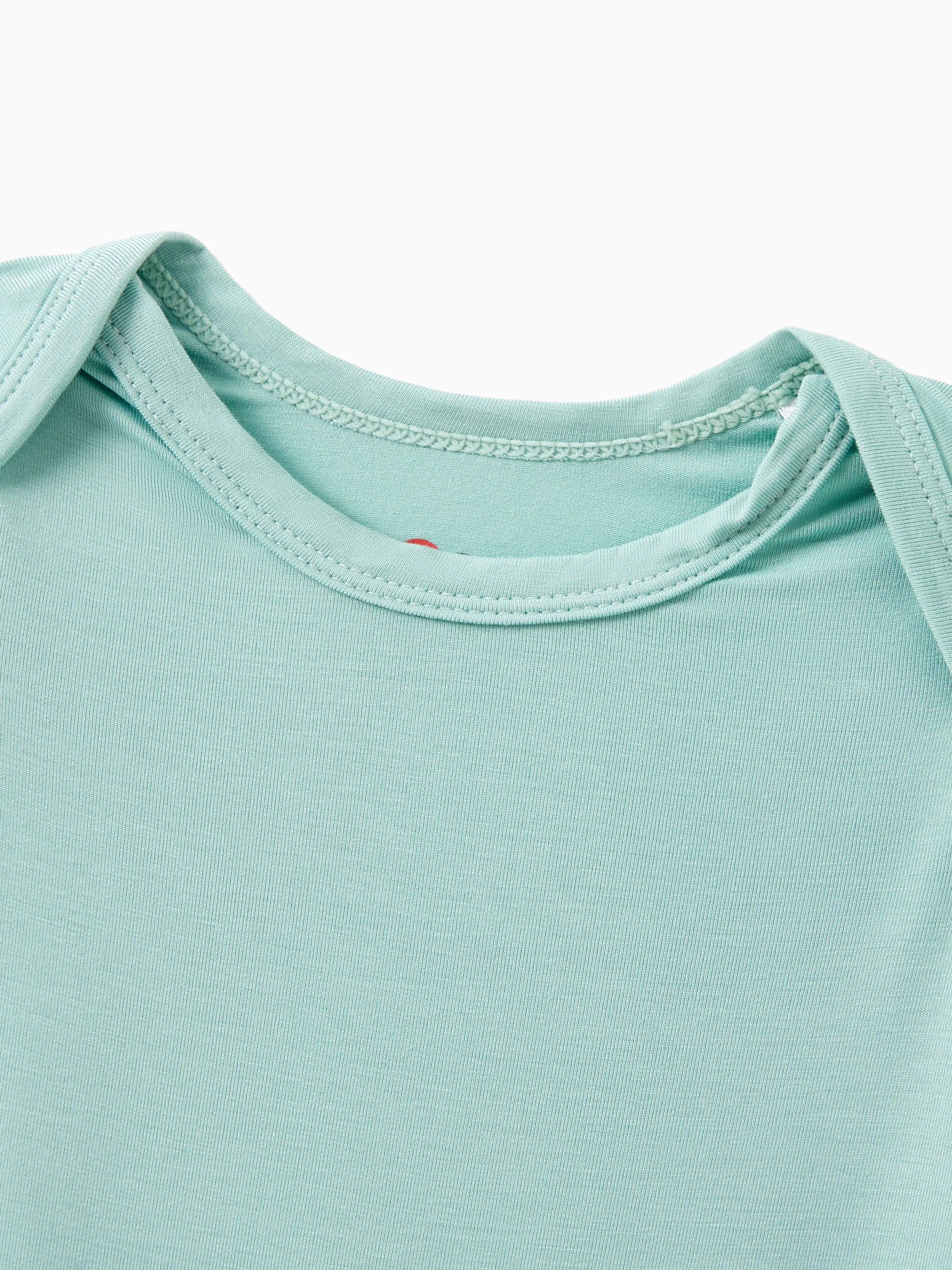 Bamboo Family Pajamas Solid Color Green Short Sleeve Matching Pajama Set ( Snug-Fitting for Children ) Green