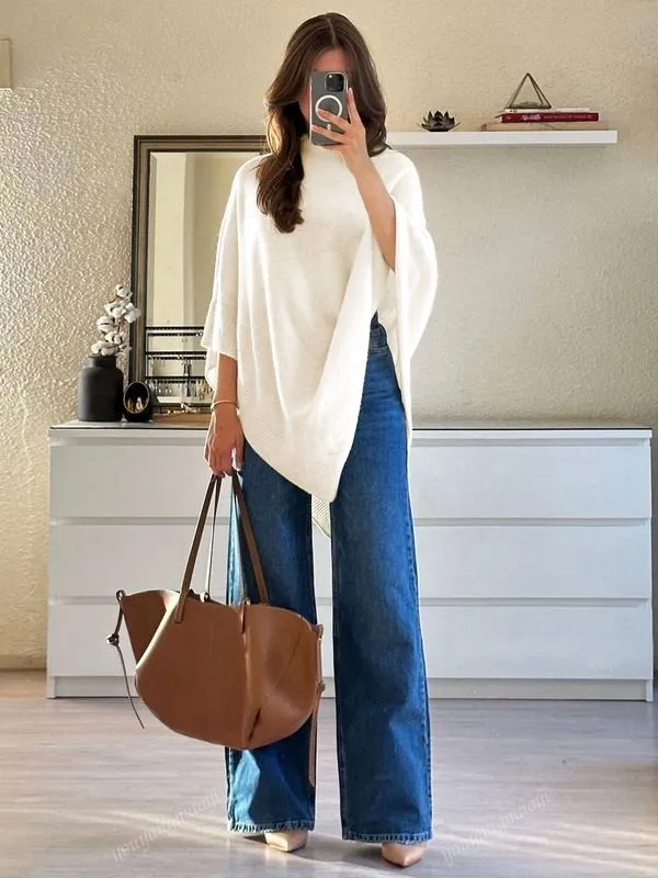 Women's Plain Loose Elegant Fashion Sweater Shawl