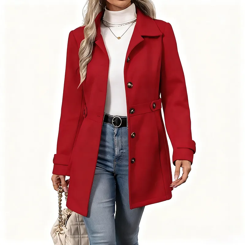 Women's Elegant Overcoat Notched Shawl Collar Single Breasted Outerwear Winter Long Coat