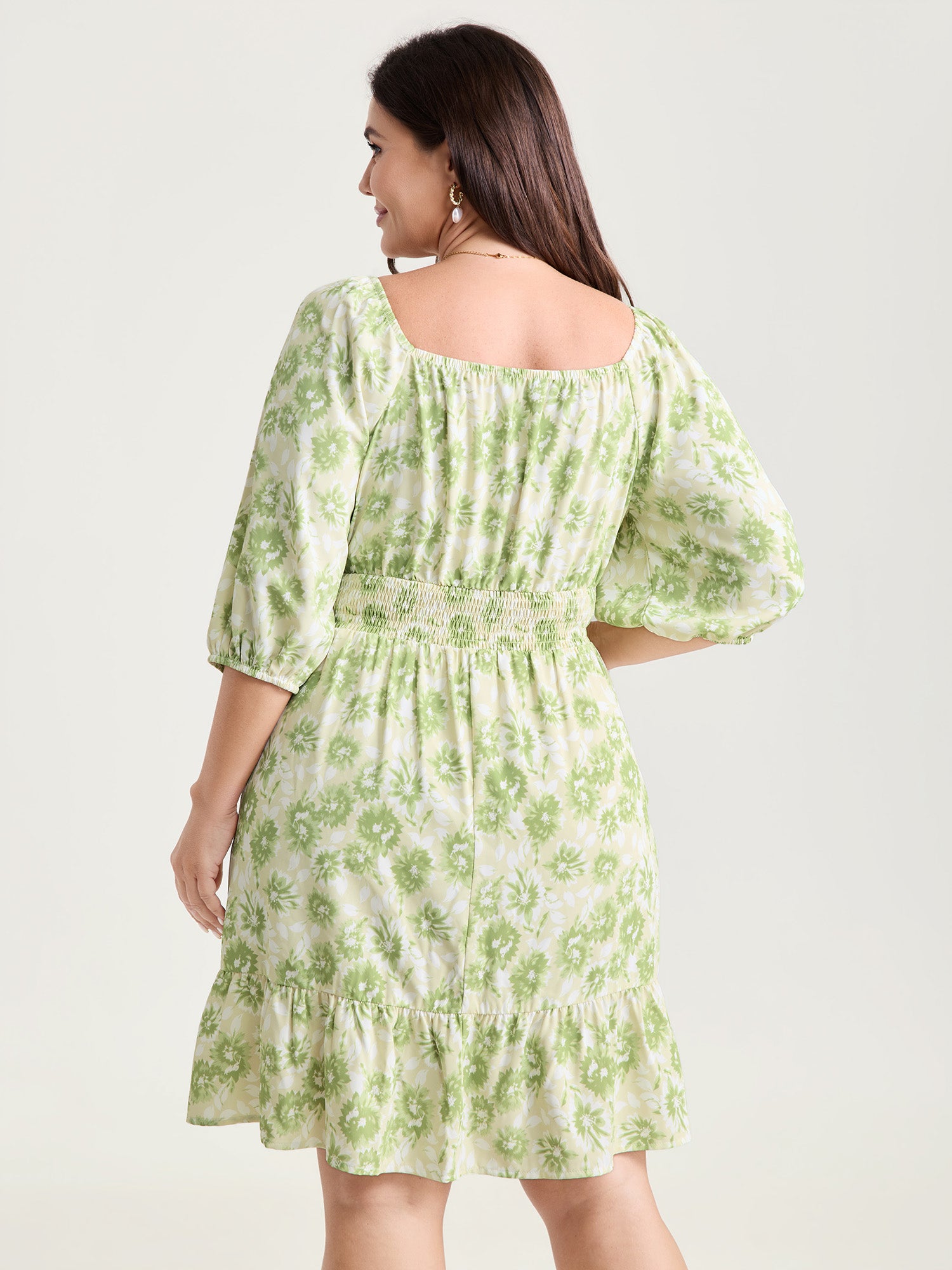 Silhouette Flower Pleated Waist Mini Dress