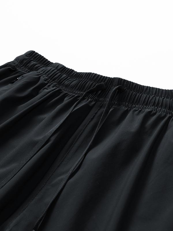 Men's Zipper Pocket Shorts, Regular Fit Casual Drawstring Waist Shorts for Daily Outdoor Wear