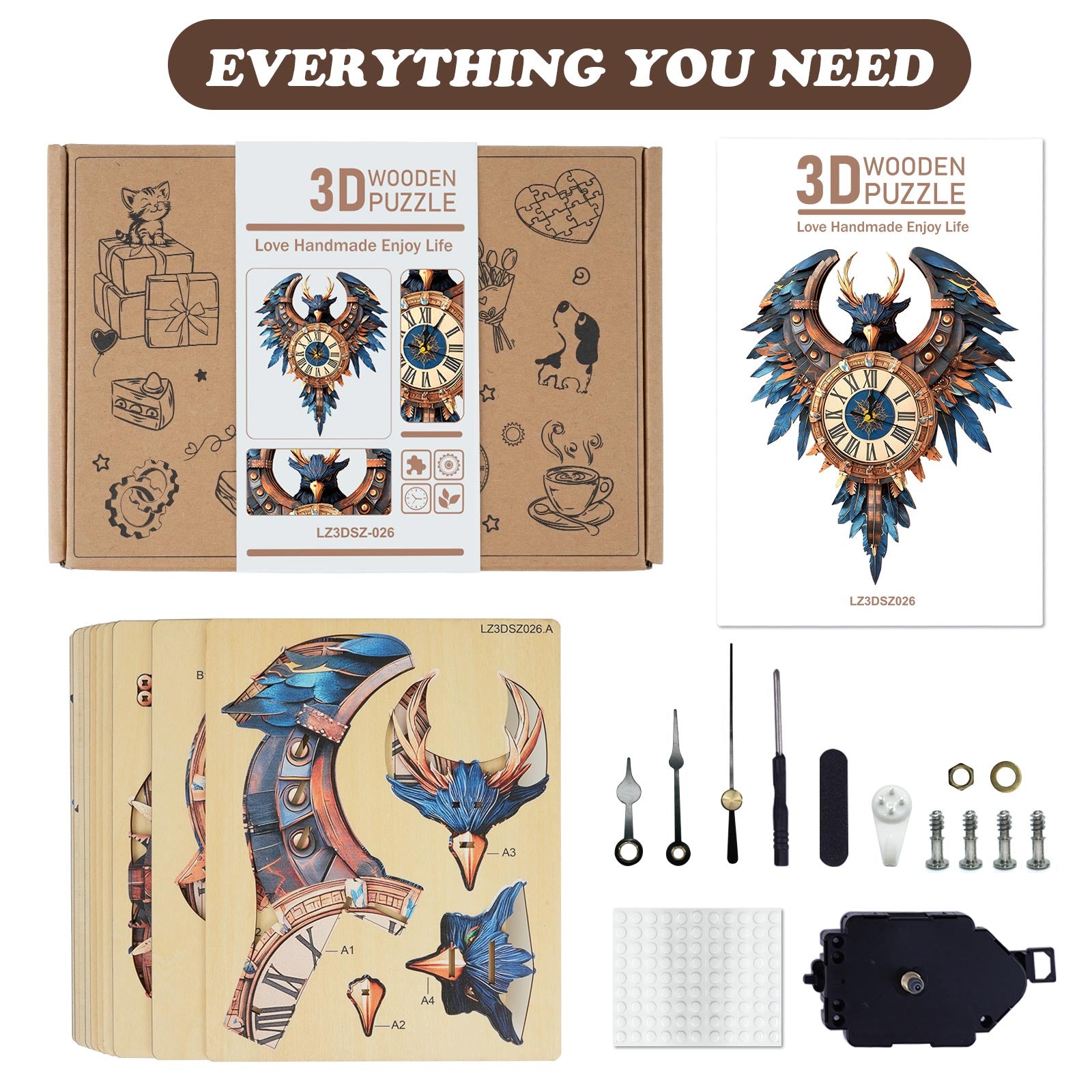 Thunderbird– DIY Wooden Clock, 3D Puzzle Craft Kit