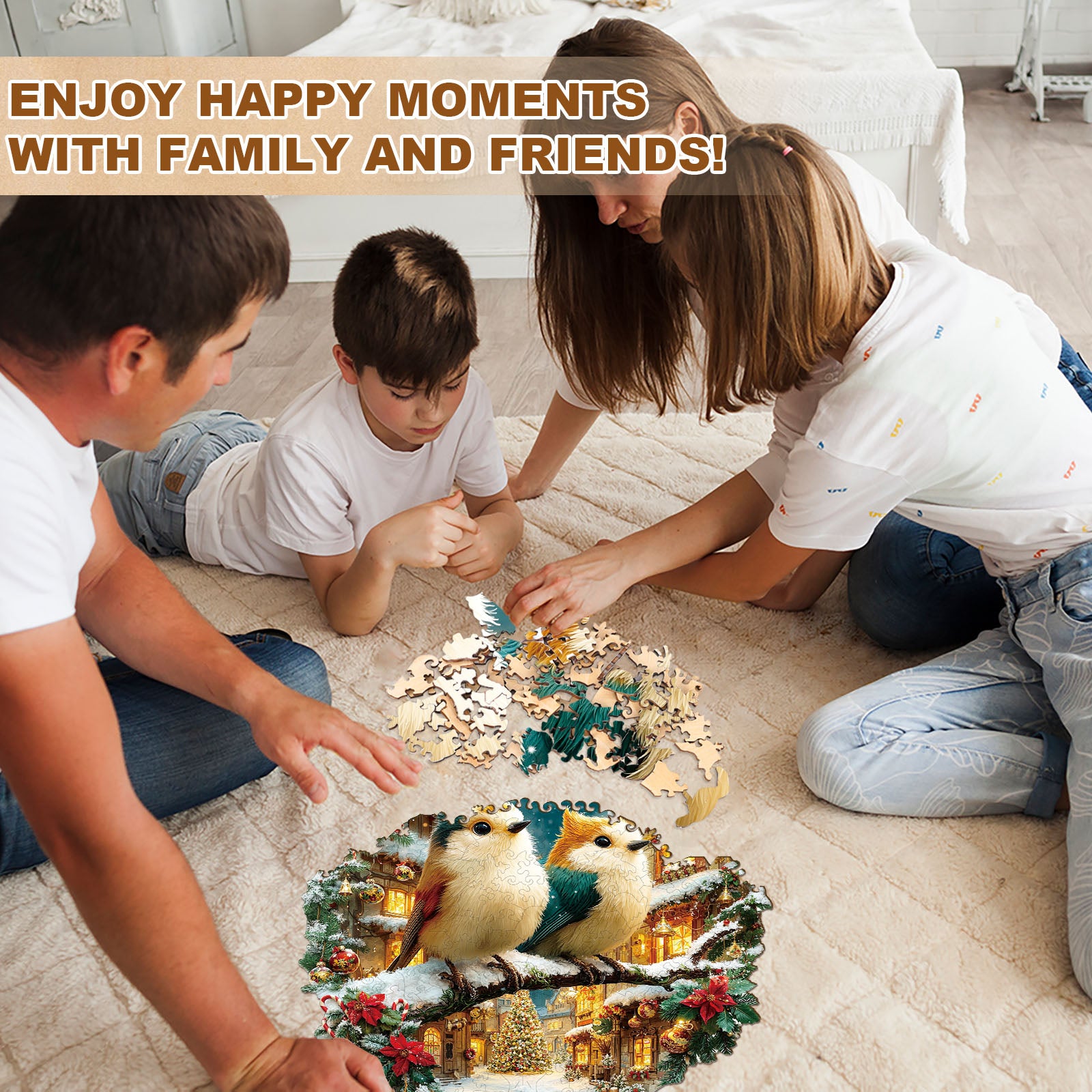 Christmas Bird Comnination Wooden Jigsaw Puzzle