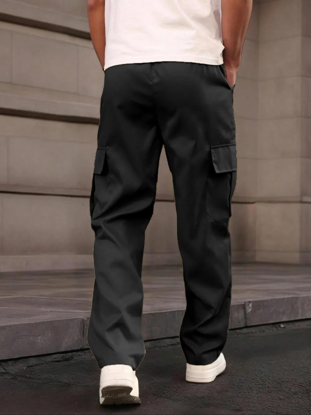 Men's Casual Work Pants, Unique Print, Multiple Pockets, Accordion Design at Knees, Adjustable Drawstring Waist, Outdoor Hiking