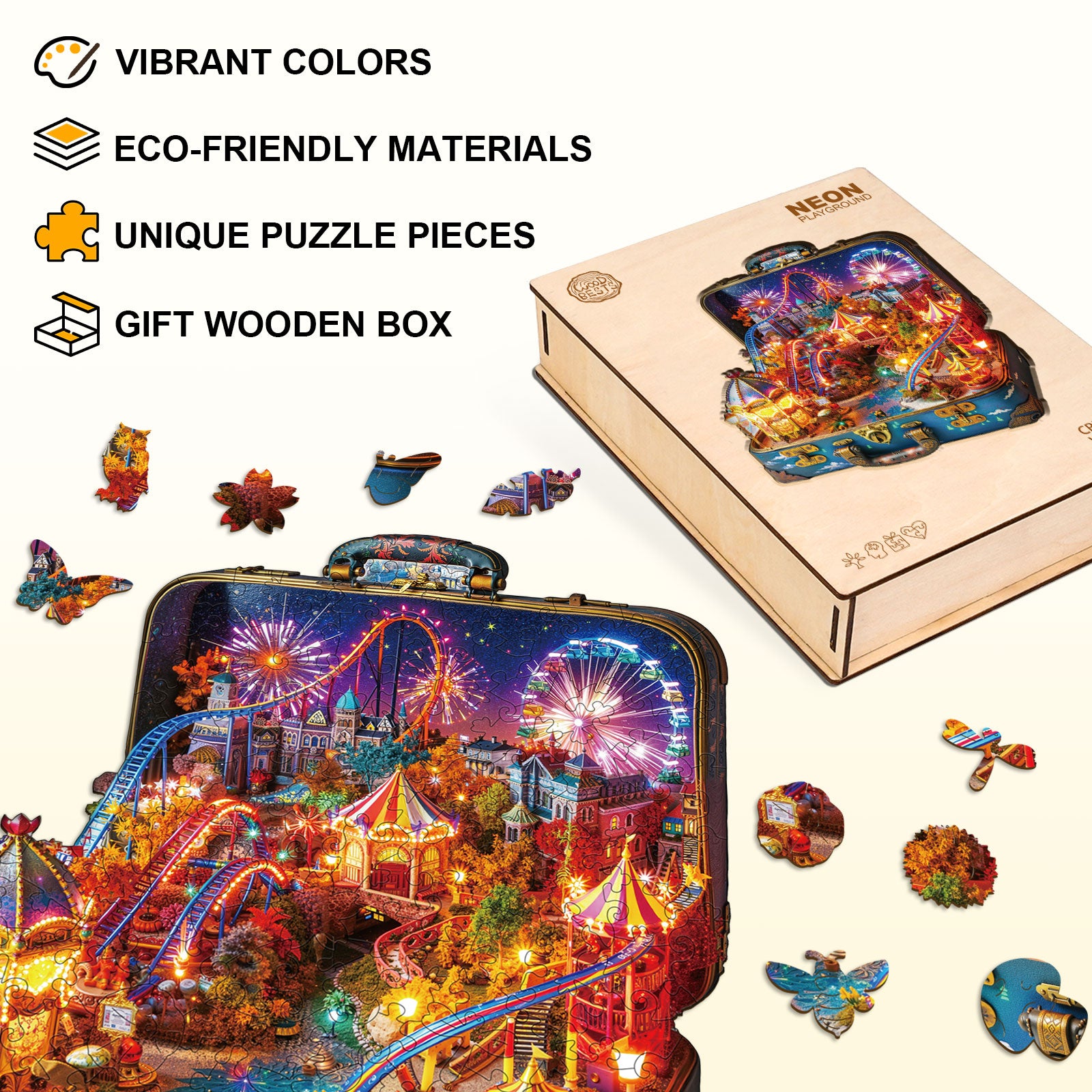 Neon Playground Wooden Jigsaw Puzzle