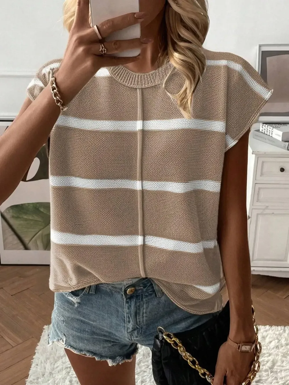 Women's Solid Color Sweater Vest, Casual Fashion Round Neck Knit Top for Summer, Fashion Women's Knitwear for Daily Wear