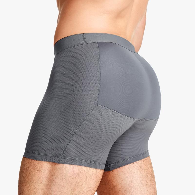 Mens 3D Butt Lift Enhancing Shapewear Boxer Briefs with Built-in One-Piece Fixed Hip Pad, Seamless Compression Underwear with High Elastic Waistband, 3D Contour Cut, Breathable Stretch Fabric for Tummy Control & Daily Support, Moisture-Wicking