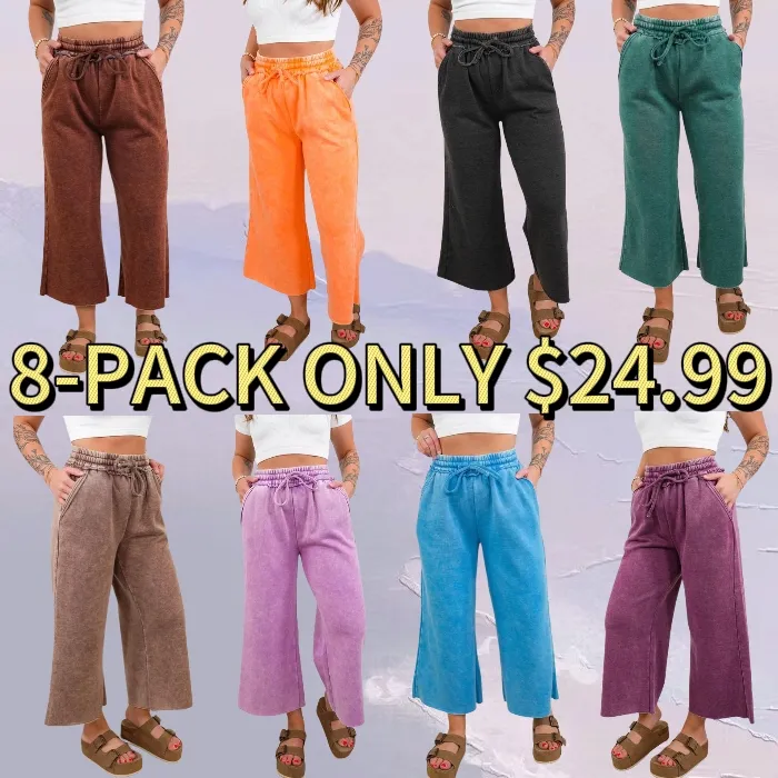 Limited-Time Fleece Palazzo Pants - Stylish Acid Wash(Just $3 Each!)
