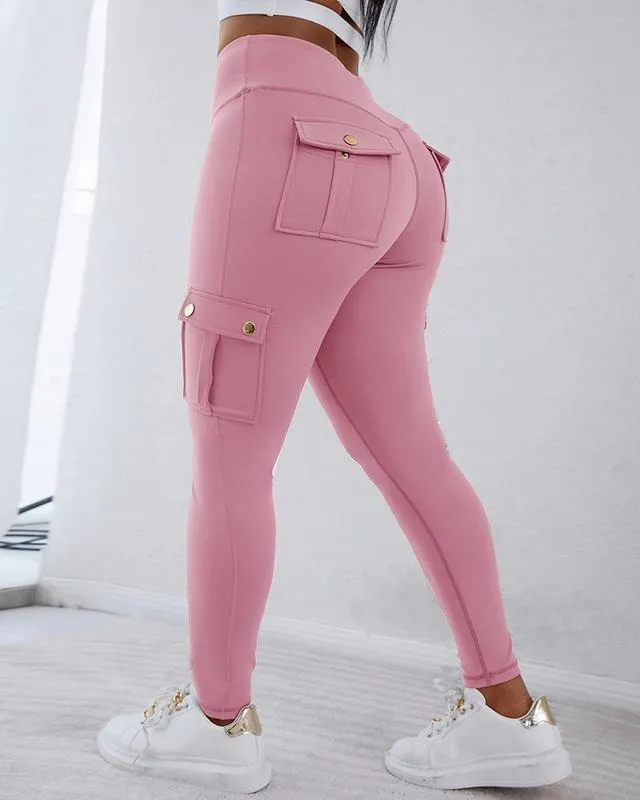 Womens Butt Lifting Leggings with Flap Pockets High