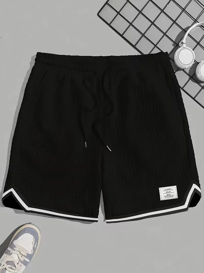 Men's Waffle Knit Shorts - Elastic Drawstring Waist Casual Summer Shorts with Stretch