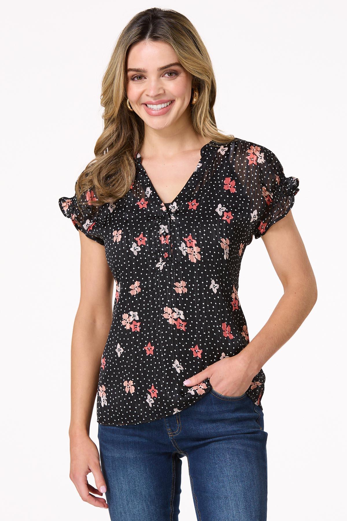 Floral Shadow Stripe Top