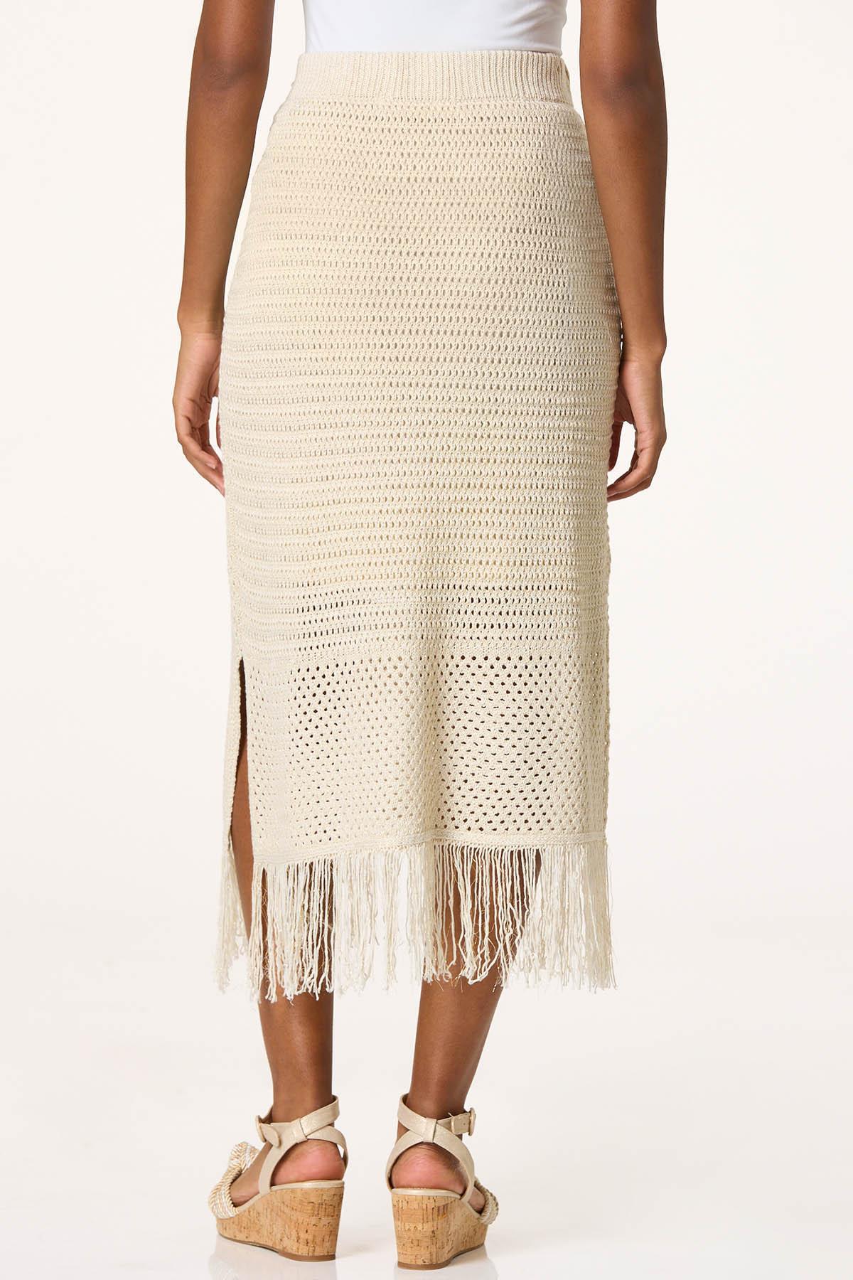 Metallic Crochet Midi Skirt