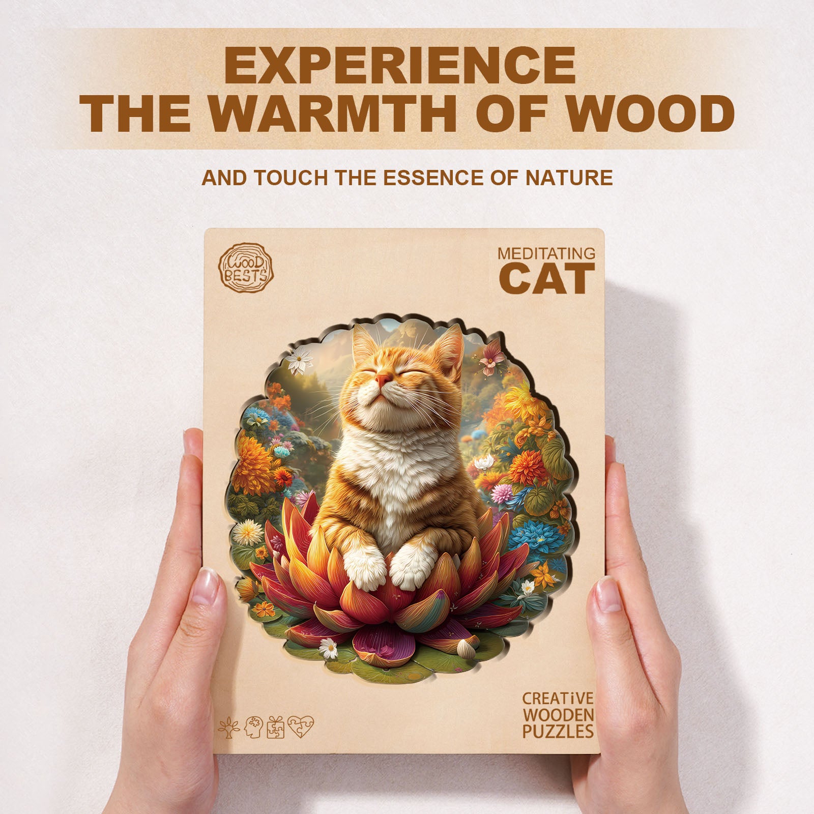 Meditating Cat Wooden Jigsaw Puzzle