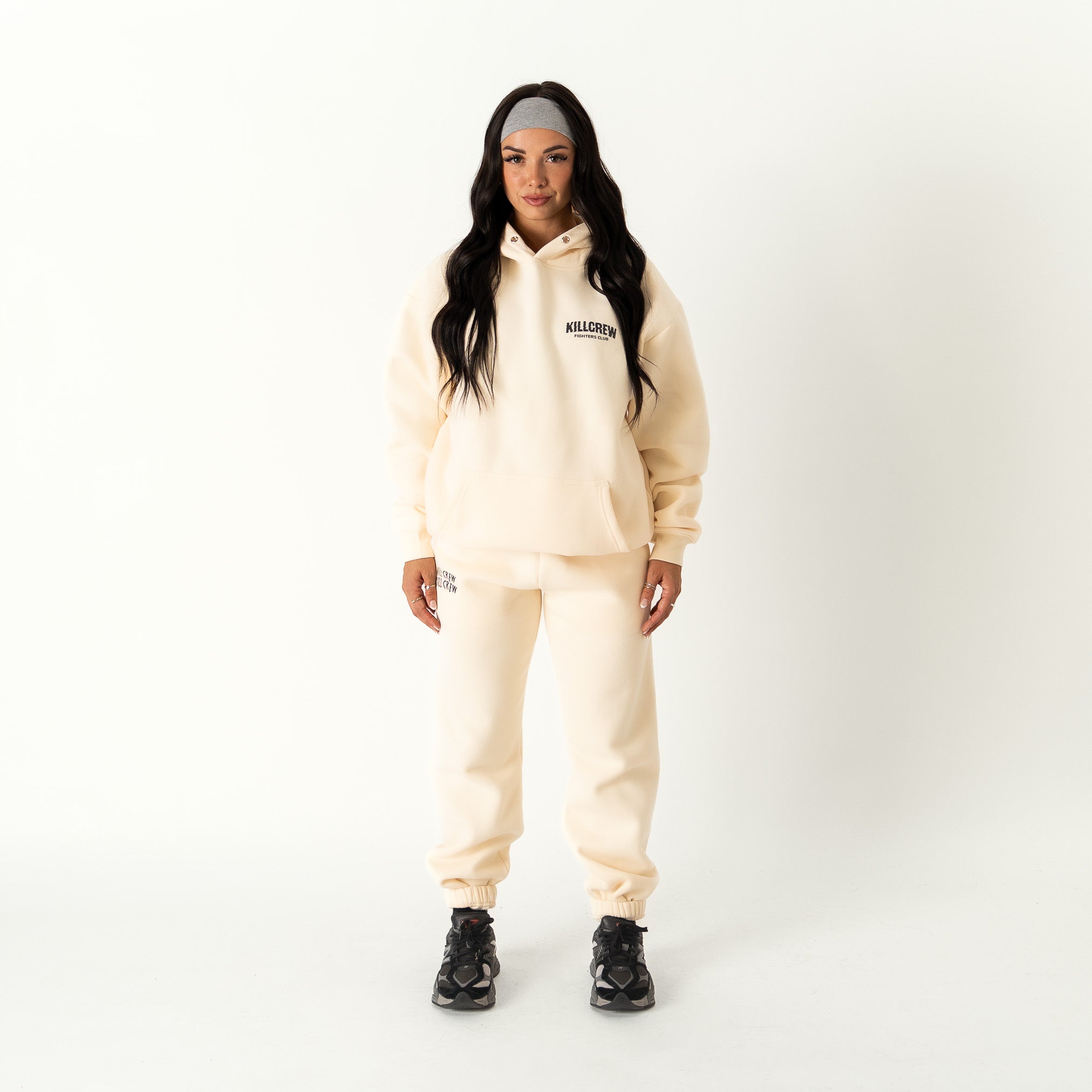 OVERSIZED LUX RIGOROUS TRAINING HOODIE - CREAM / BLACK