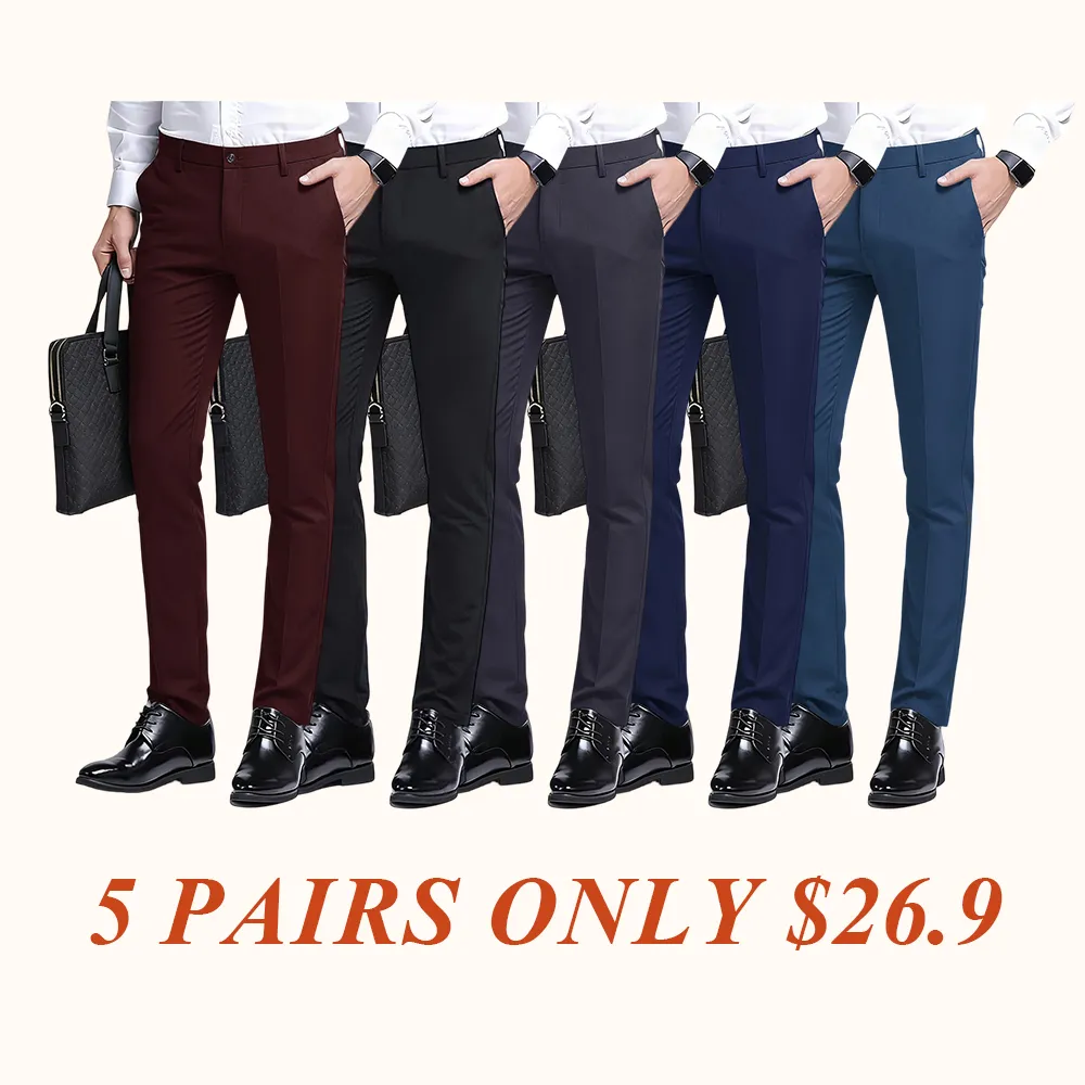 Men's Stretch Dress Pants Slim Fit Skinny Suit Pants