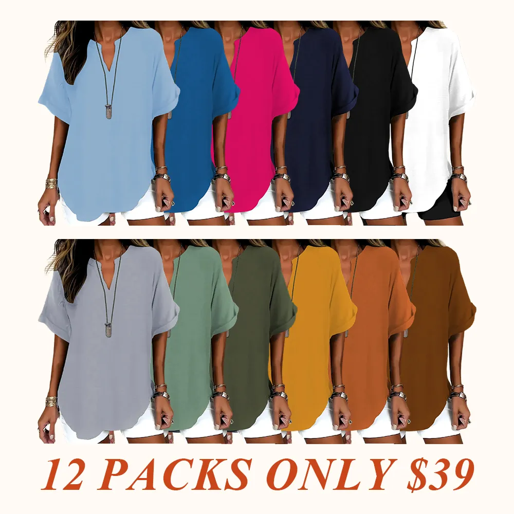 Women's Plain Short Sleeve Blouse, Casual Solid Color Top for Daily Wear, Ladies Clothes for All Seasons