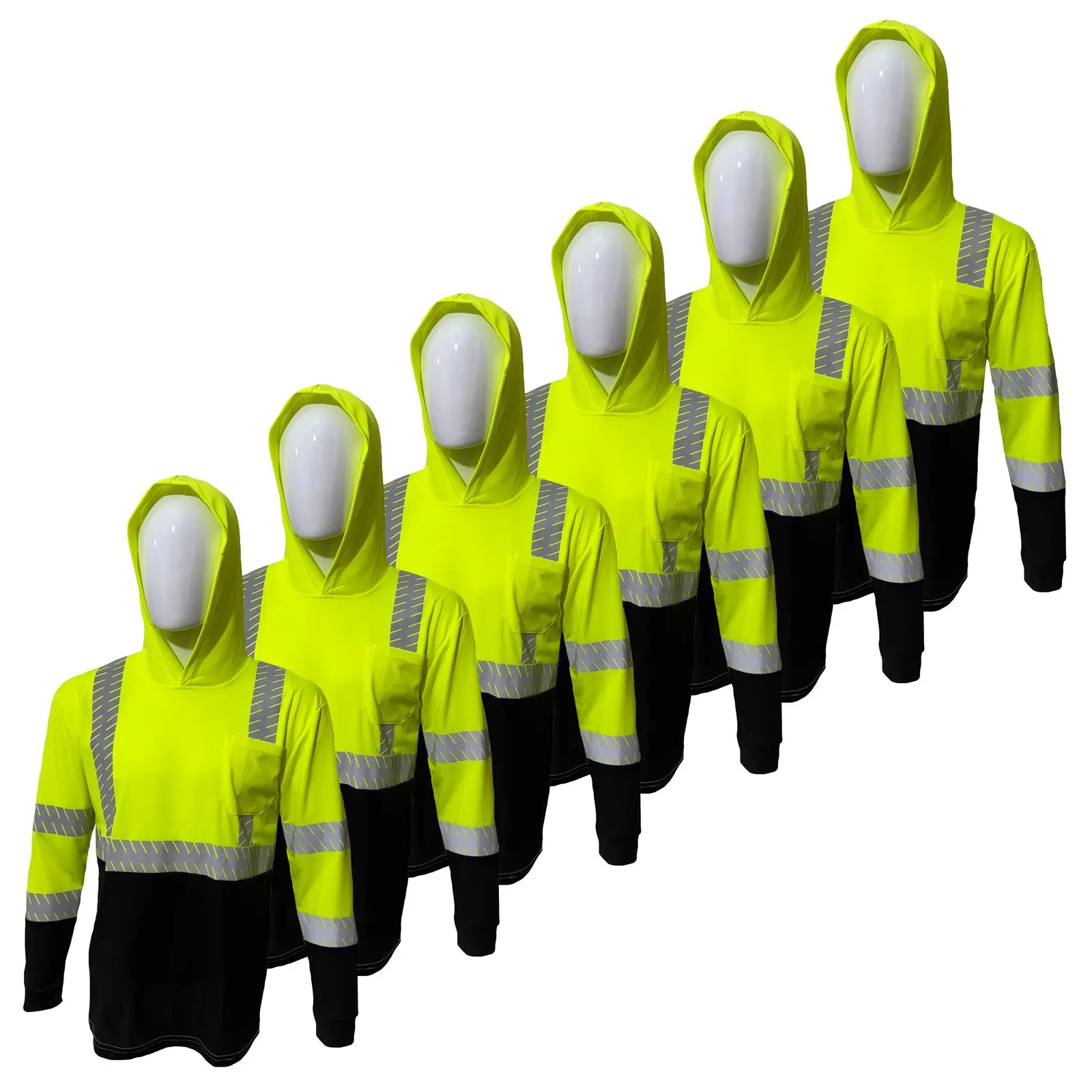 6-Pack Hi-Vis Performance Work Hoodie Shirts (Quick-Dry & Breathable)