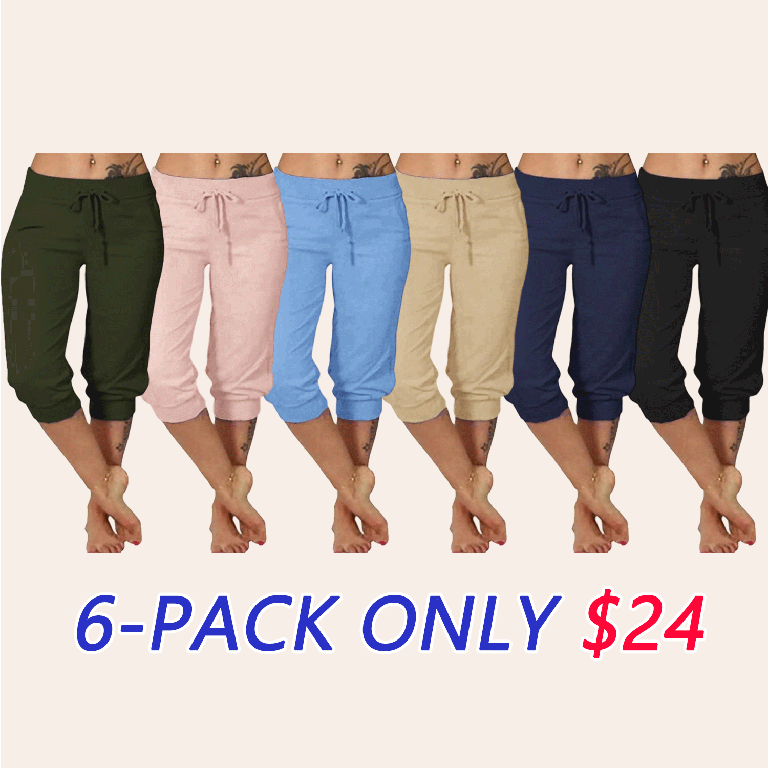 Women’s Plus Size Capri Pants – Casual Comfy Summer Cropped Trousers