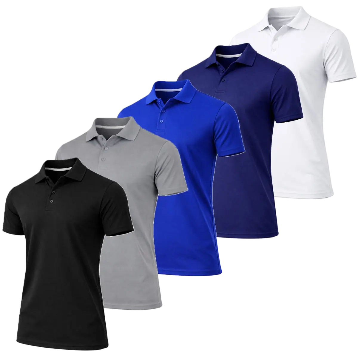 Men's  Dry Fit Moisture-Wicking Fabric Polo Collar Shirt Menswear Stylish Ribbed Sleeve