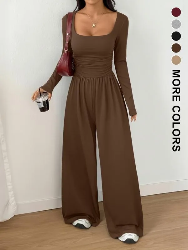 Women's Fall Winter Knit Wide Leg Jumpsuit