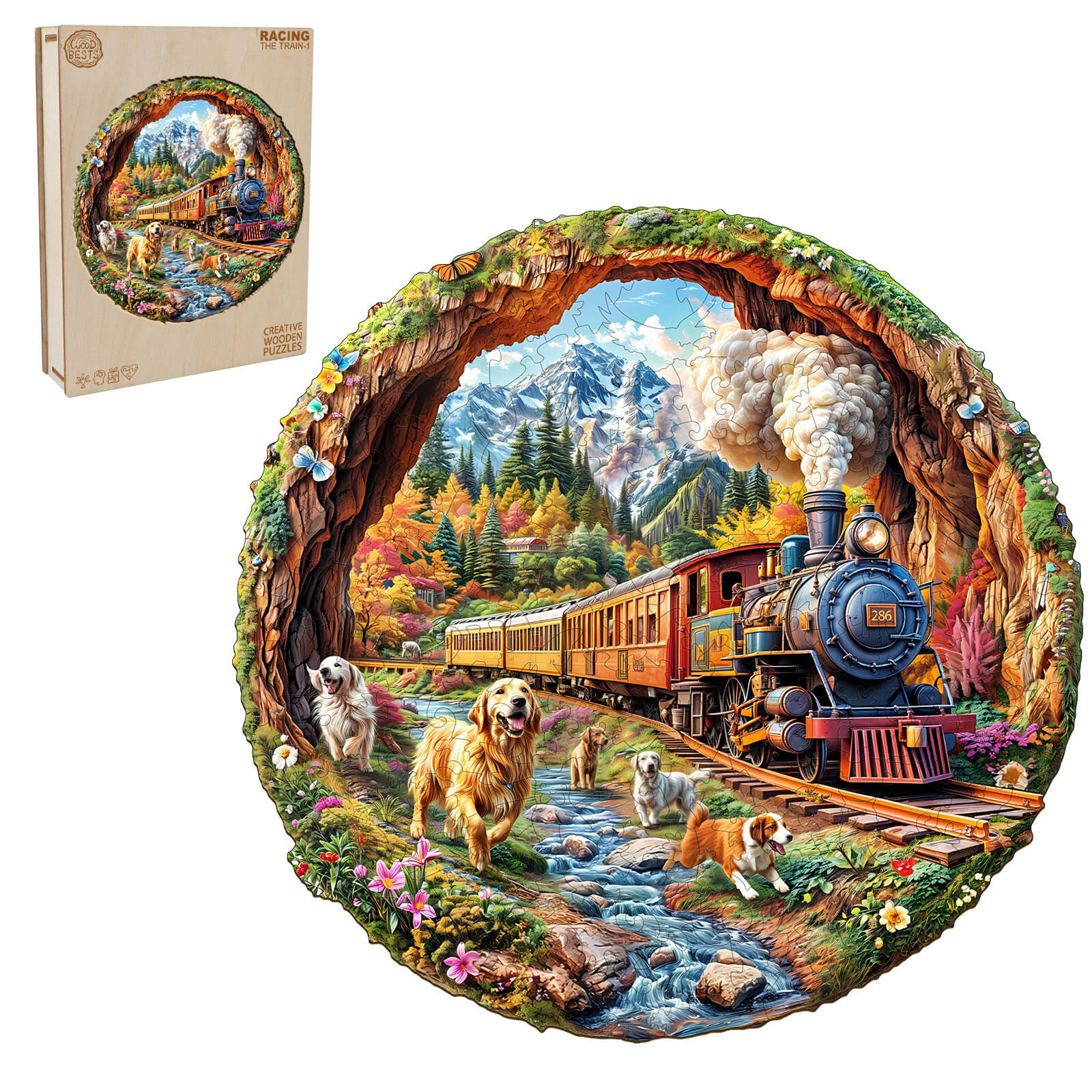 3D Racing the Train-1 Wooden Jigsaw Puzzle