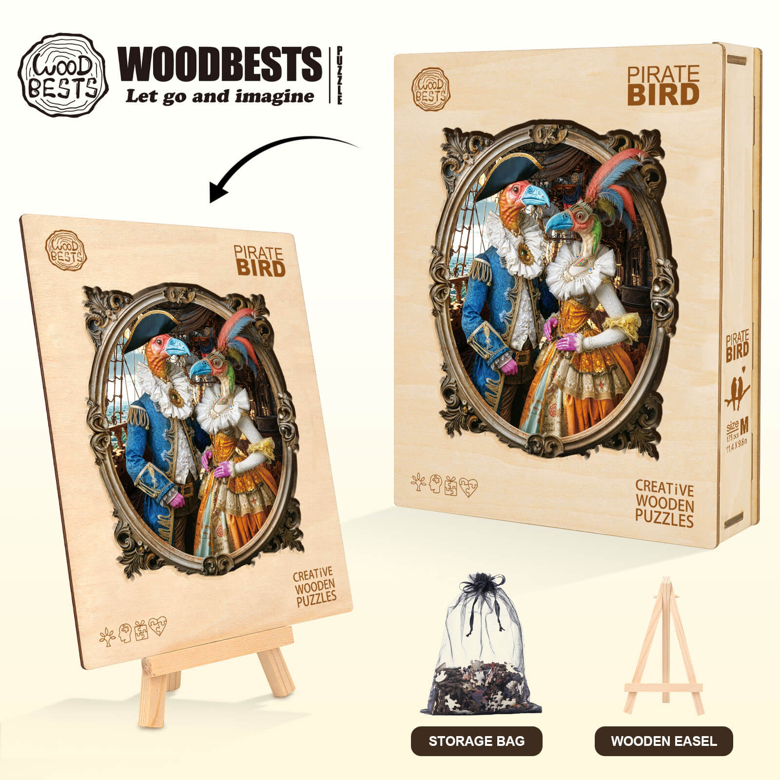 Pirate Bird Wooden Jigsaw Puzzle
