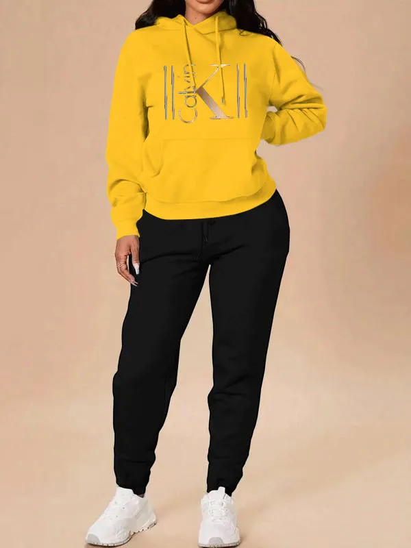 Women's Casual Hooded Sweatshirt Set