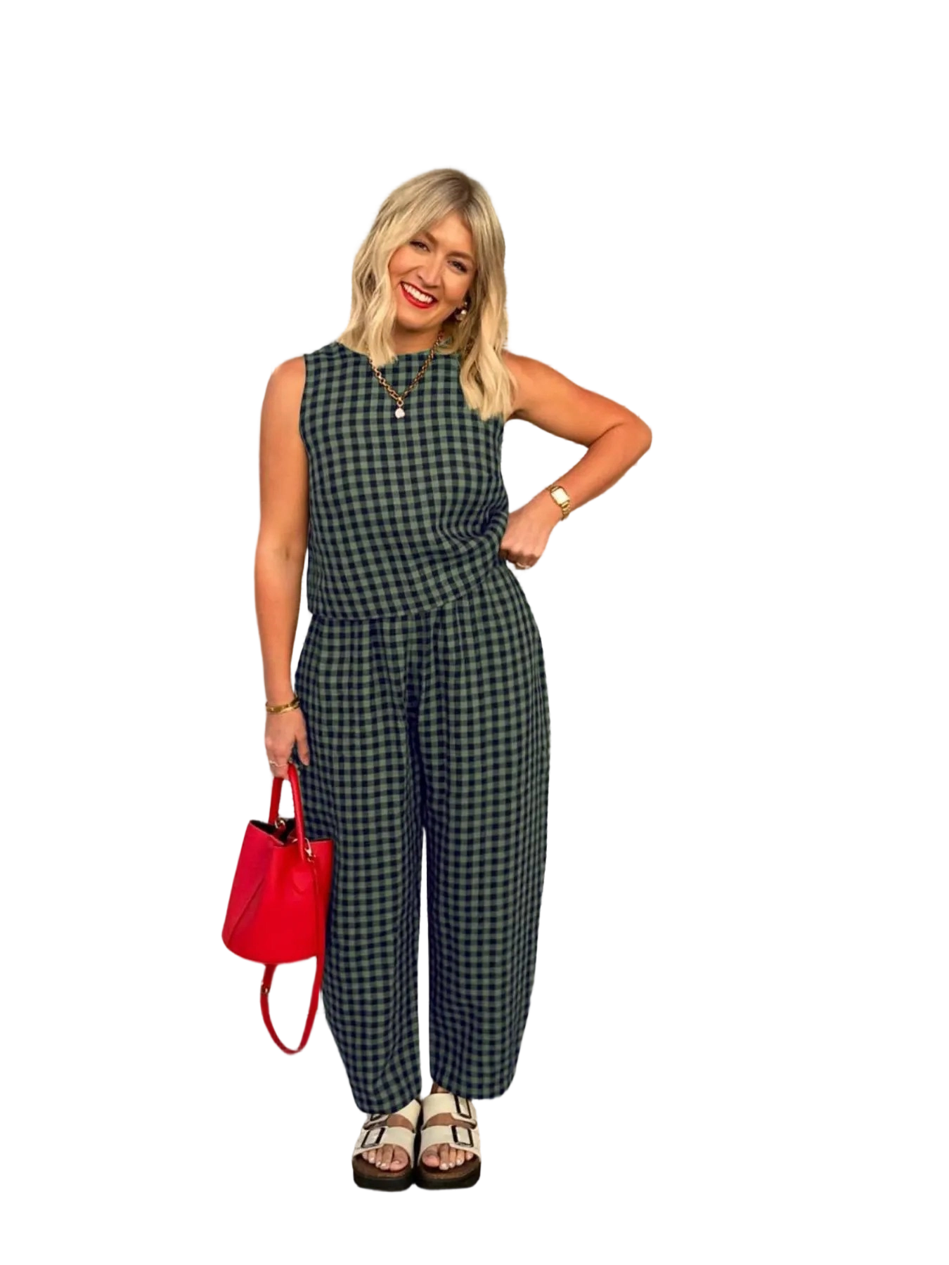 🔥Women’s Plaid Cotton 2-Piece Lounge Set