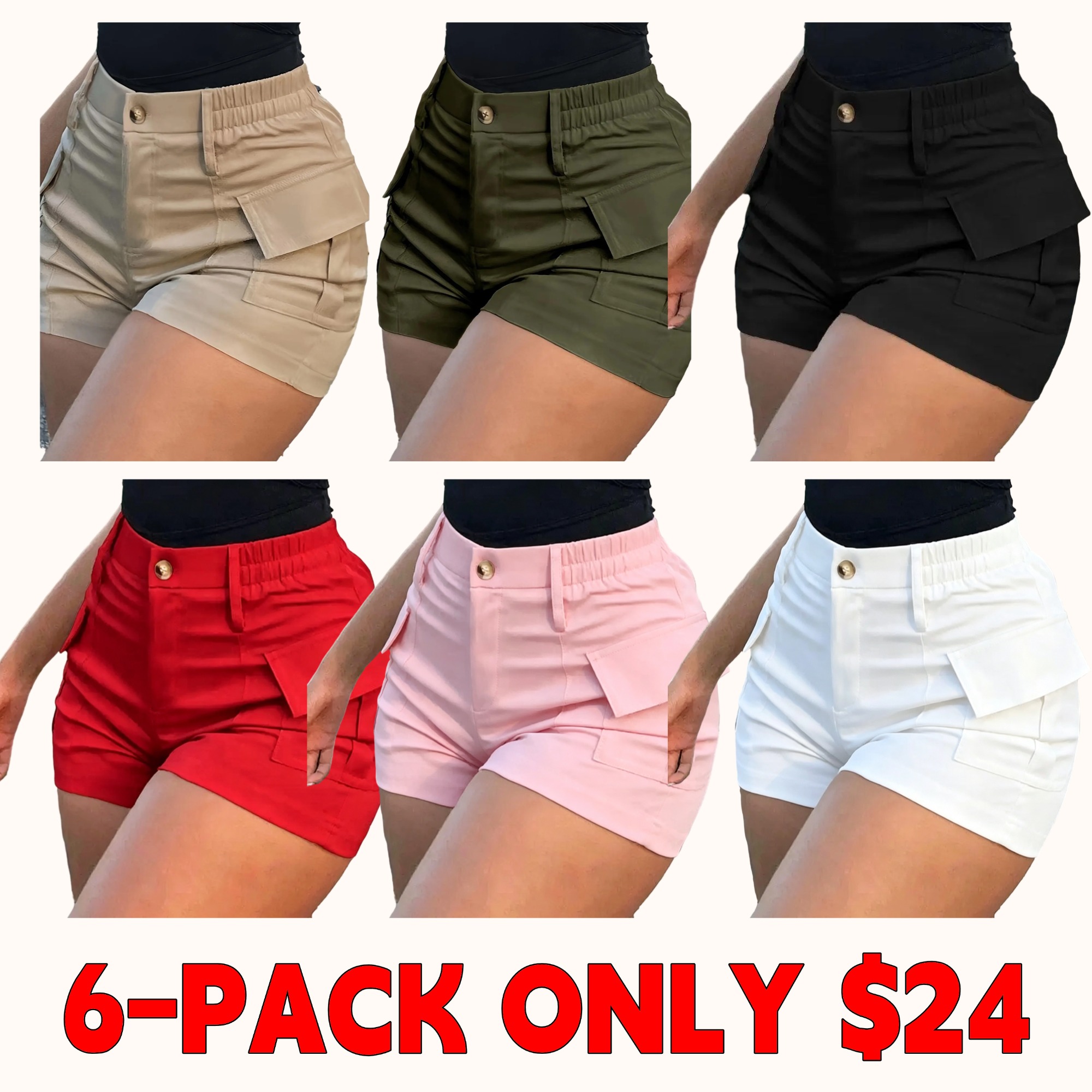 2026 European and American foreign trade cross-border new ebay casual women's high-waisted button street pocket tooling shorts women