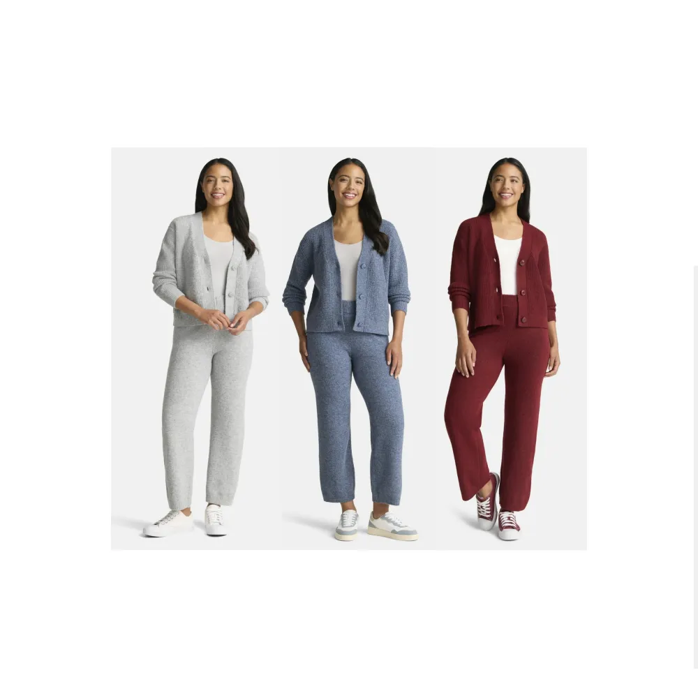 Women's Plus Cardigan and Pants Sweater Set