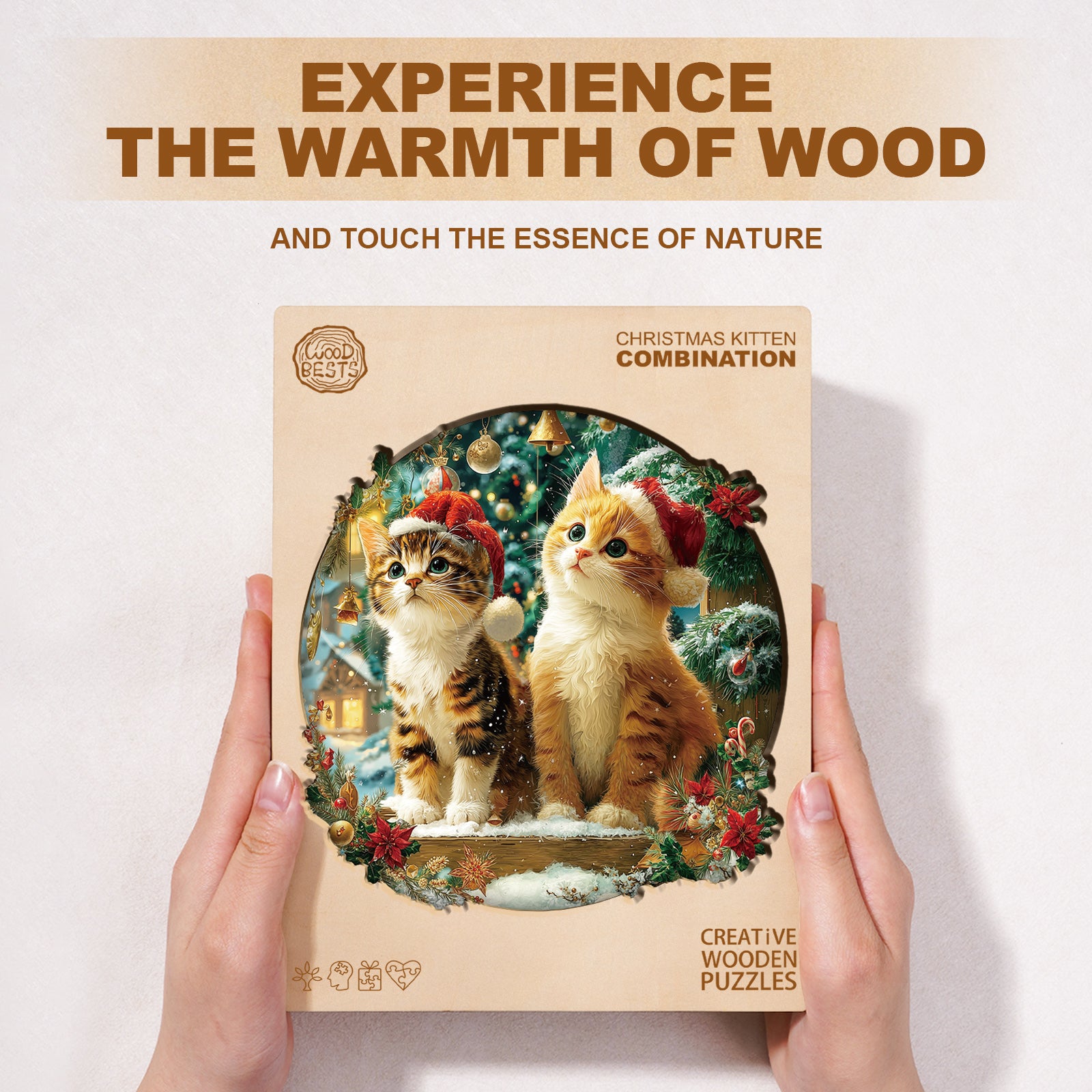 Christmas Kitten Combination Wooden Jigsaw Puzzle