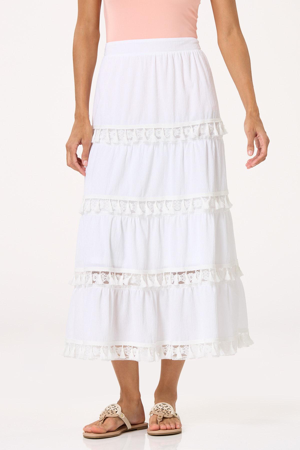White Tasseled Maxi Skirt